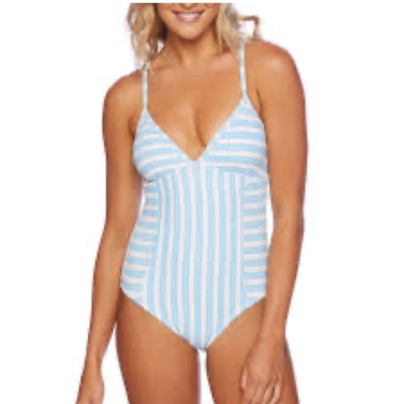 New Splendid Women’s Horizon line One Piece Swimsuit Blue Size Small BNWT - Picture 1 of 11